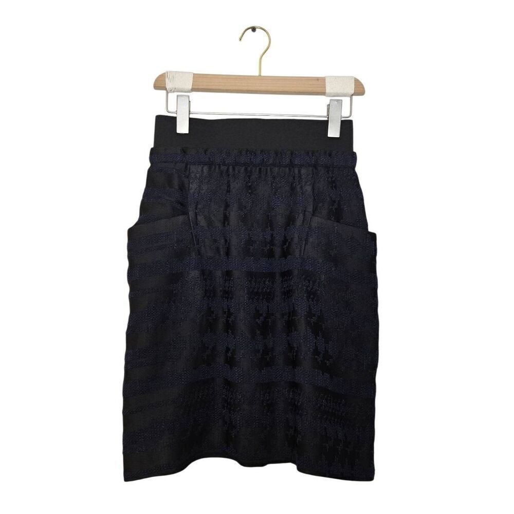 3.1 Phillip Lim Elastic Waistband Skirt Size 4 Side Pockets Black Blue